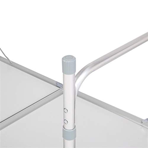 Aluminum Folding Table 4 Foot, Adjustable Height Lightweight Portable Camping Table for Picnic Beach Outdoor Indoor, White 120 x 60 x 70 4Ft J364193