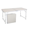 Aluminum Folding Table 4 Foot, Adjustable Height Lightweight Portable Camping Table for Picnic Beach Outdoor Indoor, White 120 x 60 x 70 4Ft J364193