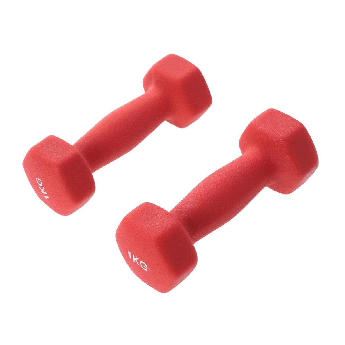 Ergonomic Hexagonal Neoprene Coated Dumbbells Red M3949
