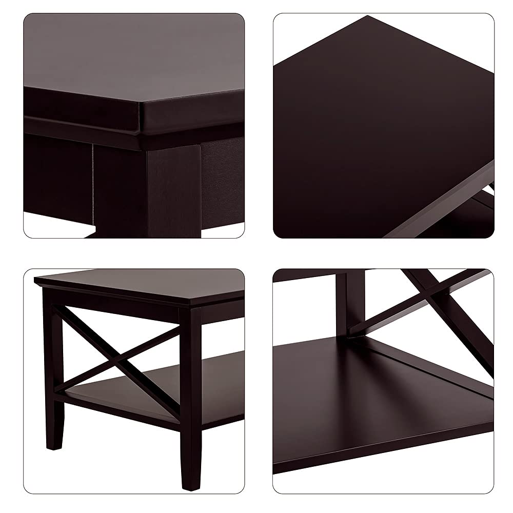 Espresso Wood Coffee Table with Storage 40 inches H3093