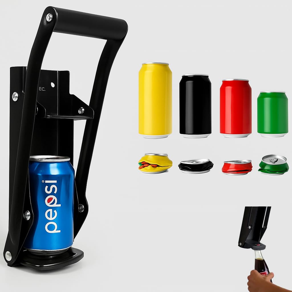16 Oz and 12 Oz Wall-Mounted Can Crusher and Bottle Opener I473