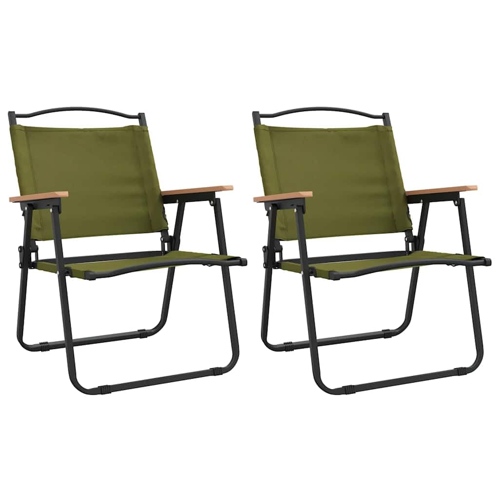 Camping Chairs 2 pcs Green Oxford Fabric Folding E898156