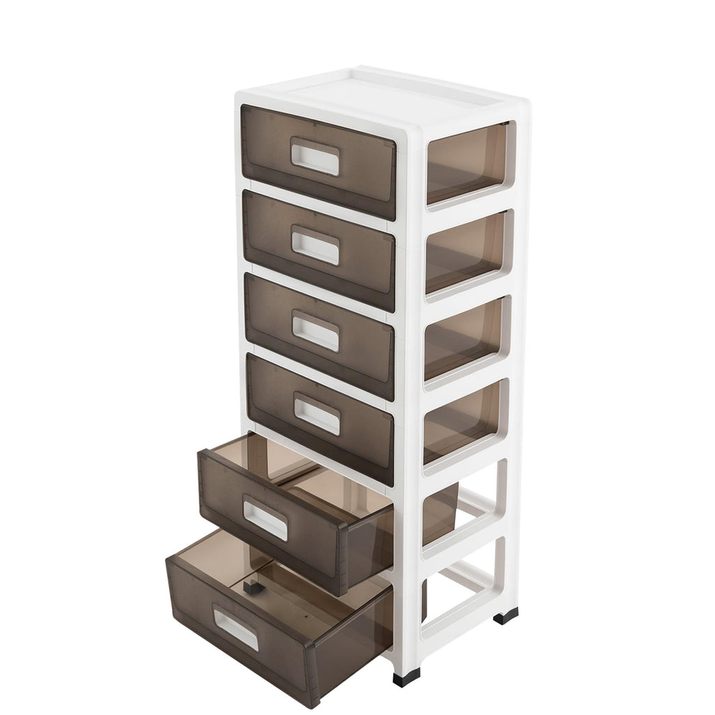 6-Tier Clear Plastic Storage Organizer Cart with Wheels H66585