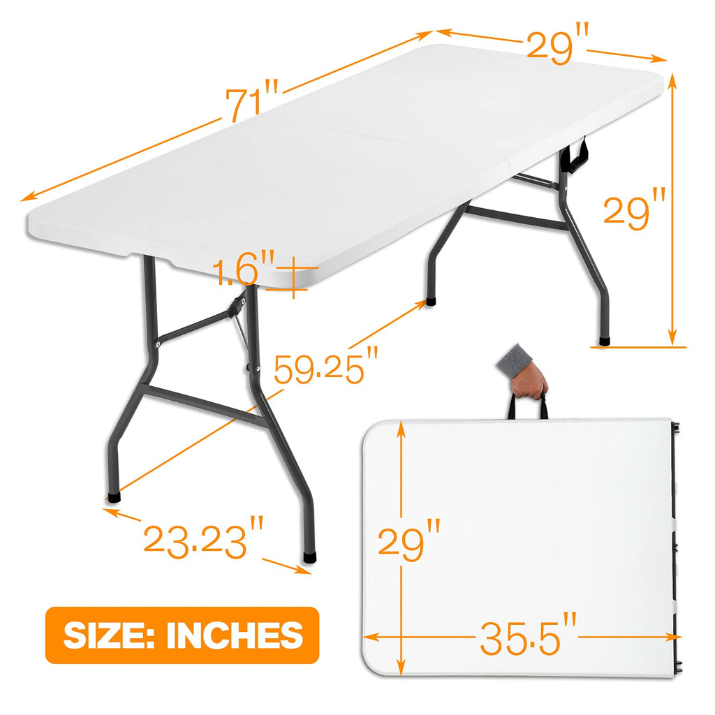 White 6 ft Folding Portable Table 500 lbs Capacity C14084