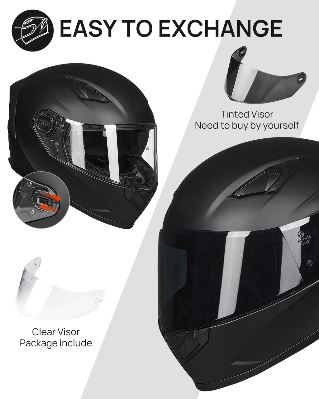 Full Face Motorcycle Helmet DOT Anti-Fog Pinlock P2521