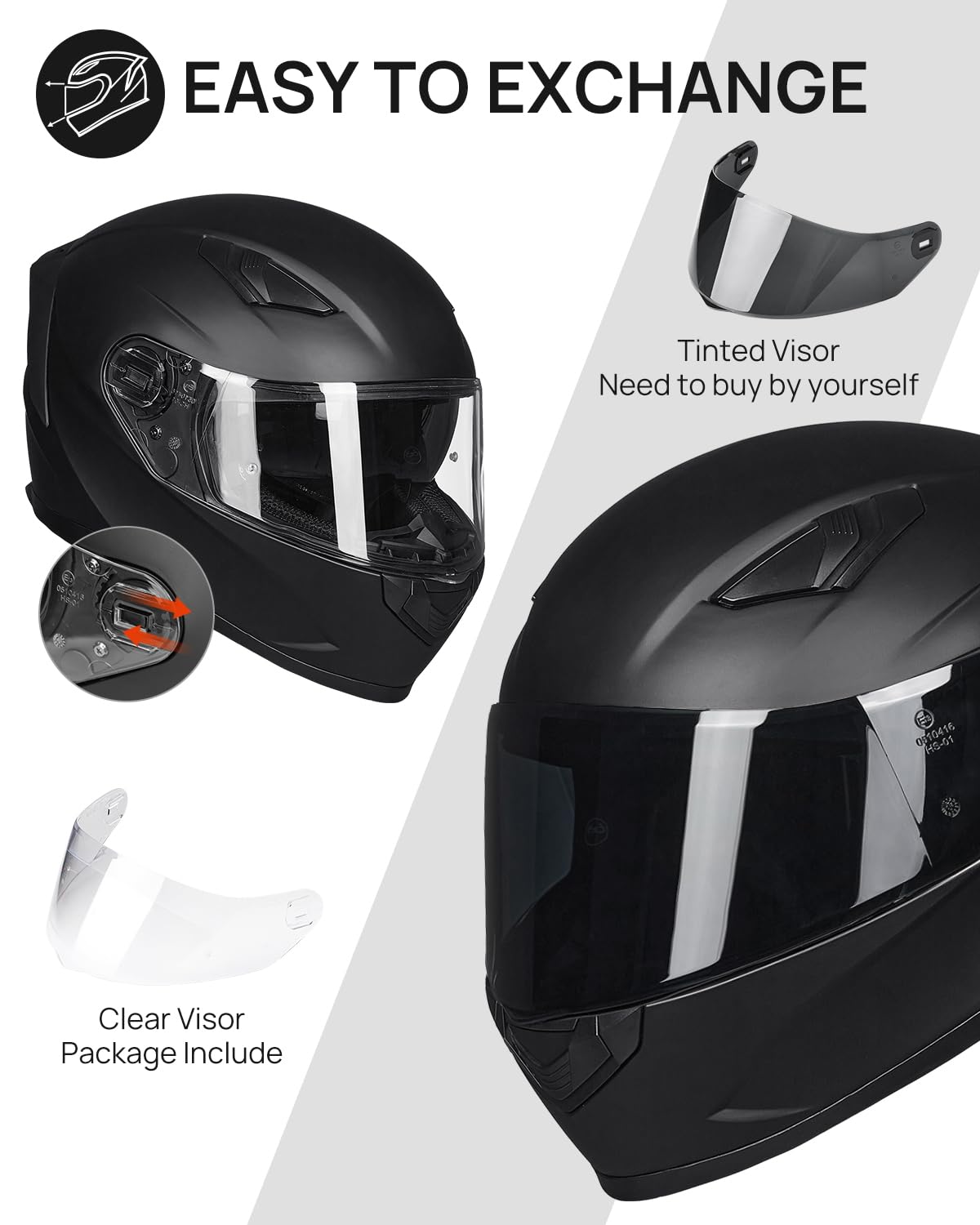 Full Face Motorcycle Helmet DOT Anti-Fog Pinlock P2521