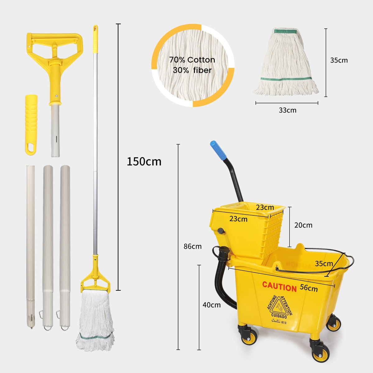 35Qt Mop Bucket with Wringer and Drain Hose L4627