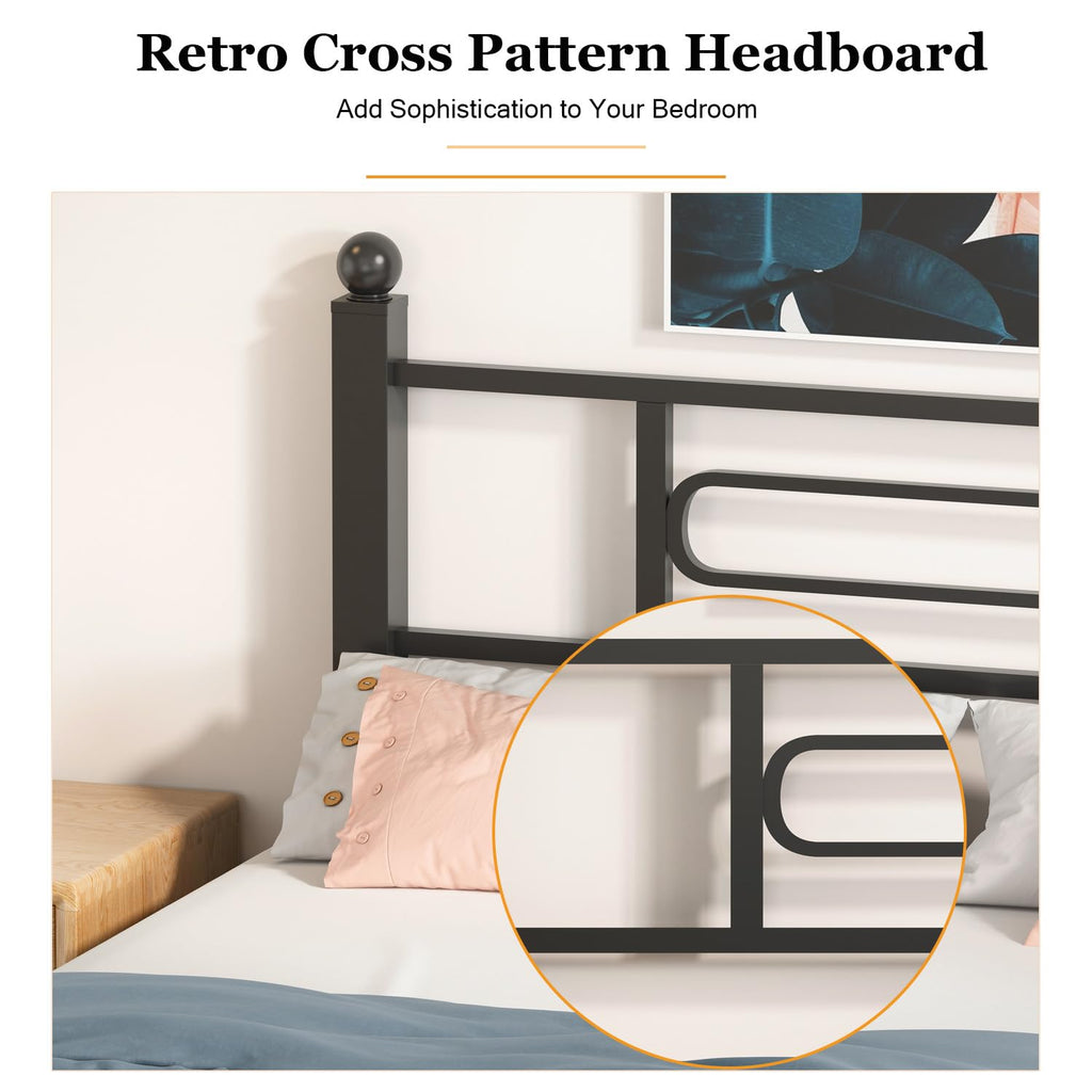 Black Metal Twin Size Bed Frames with Headboard G646612