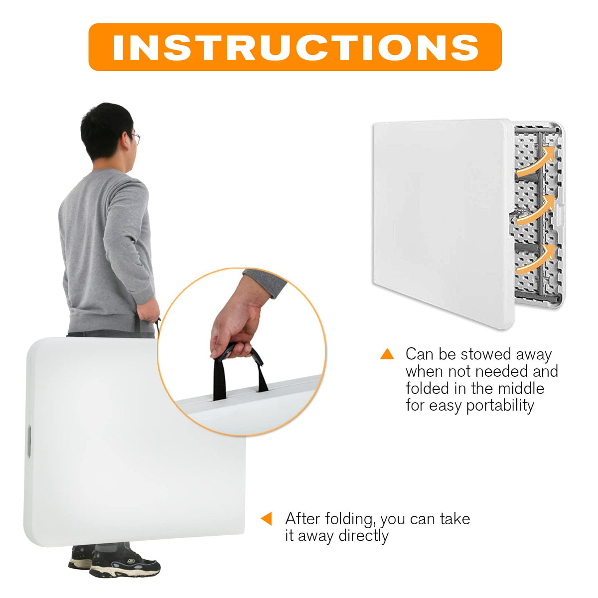 White 6 ft Folding Portable Table 500 lbs Capacity C14084