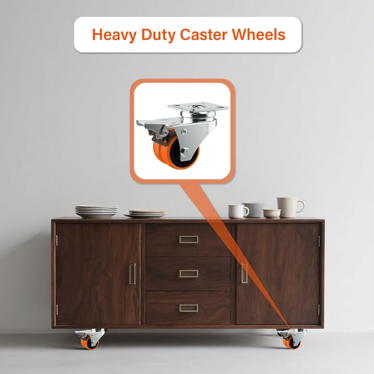 2" Double Wheel Casters with Brake 4 Pack Q854