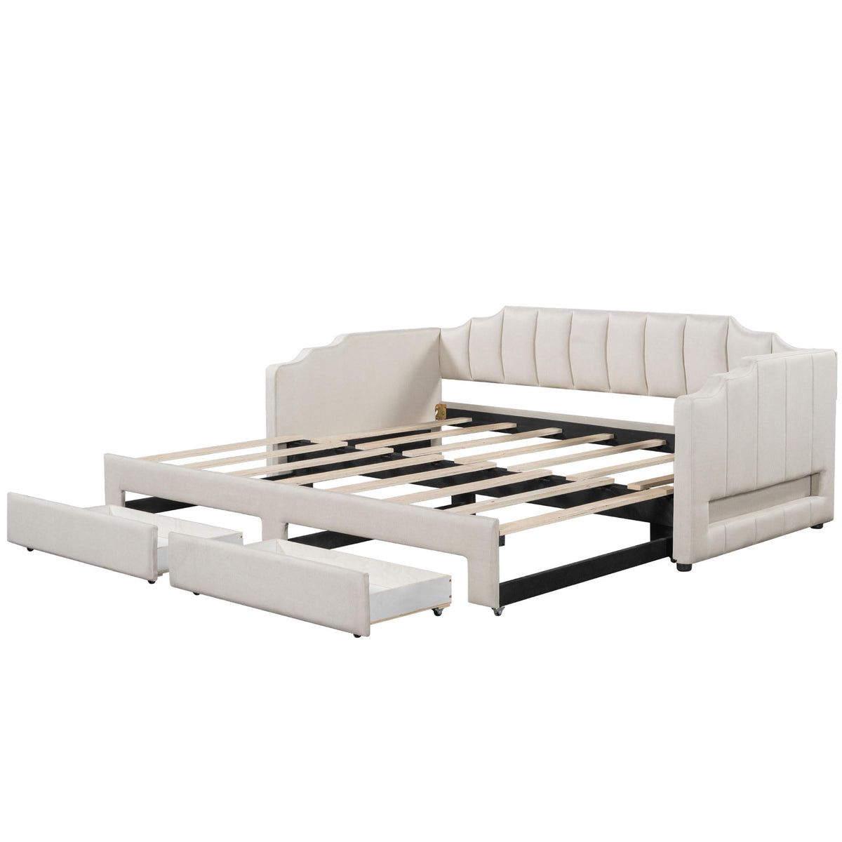 Twin XL Upholstered Daybed with Trundle and 2 Drawers J396953