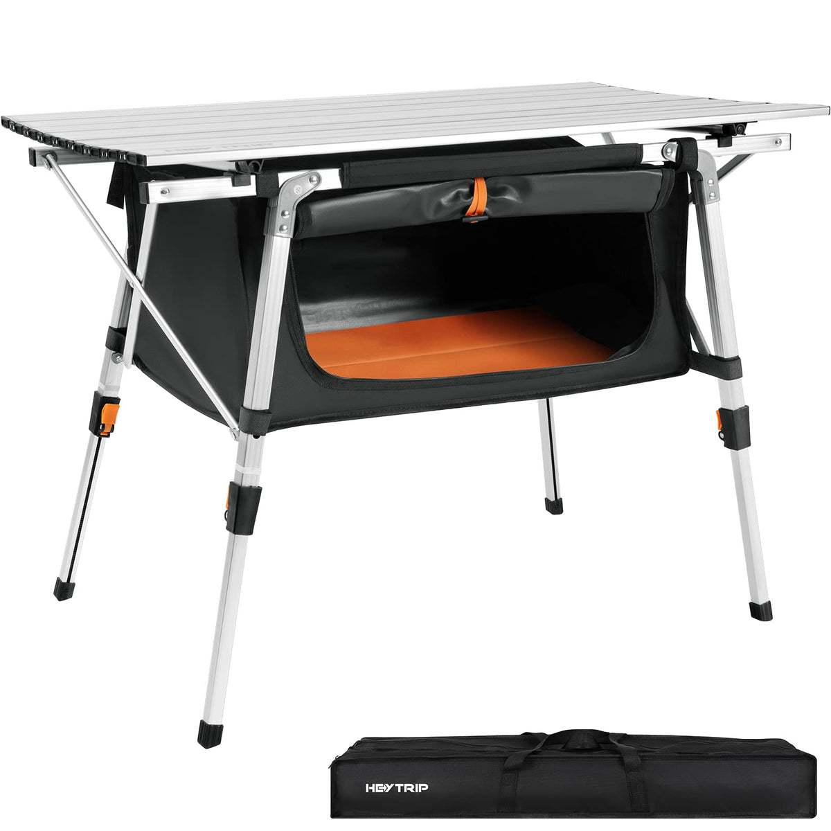 Adjustable Height Folding Camping Table with Storage N6183