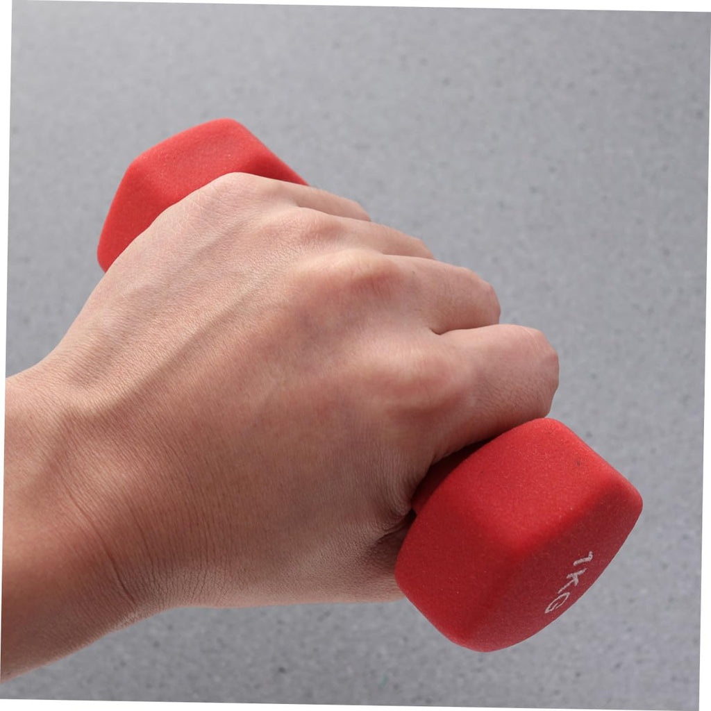 Ergonomic Hexagonal Neoprene Coated Dumbbells Red M3949