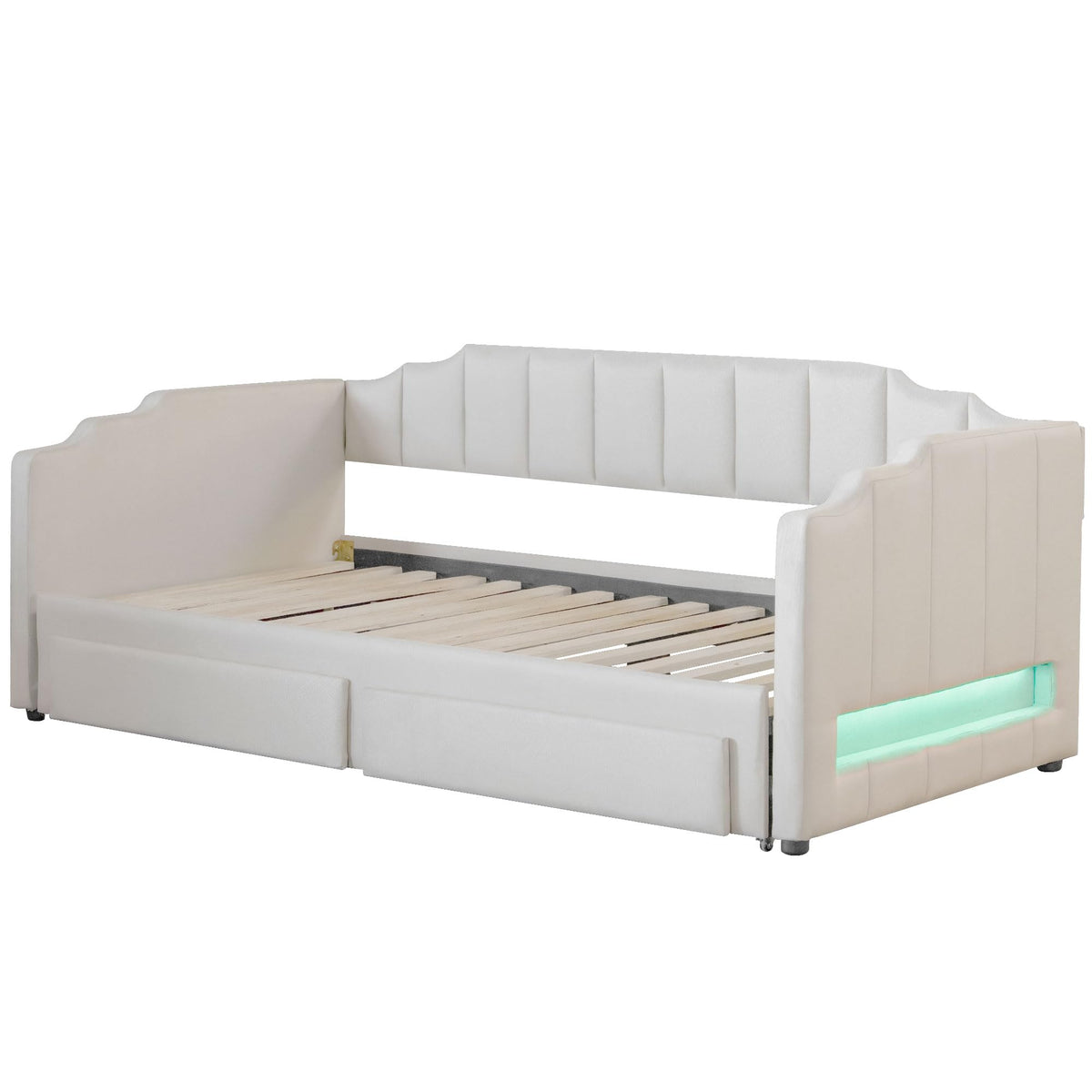 Twin XL Upholstered Daybed with Trundle and 2 Drawers J396953
