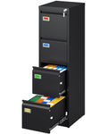 Black 4 Drawer Metal File Cabinet with Lock E401642