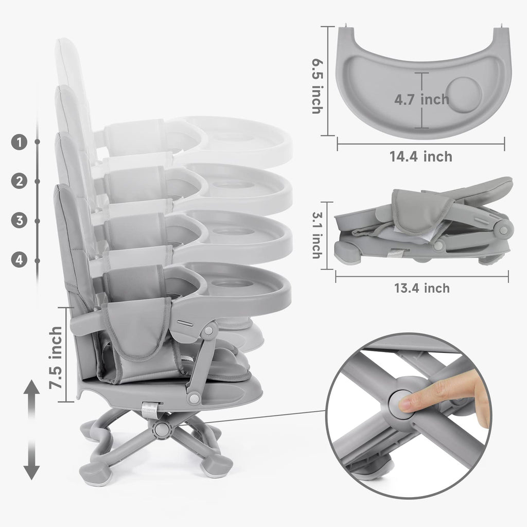Foldable Baby High Chair Booster Seat with Removable Tray S803