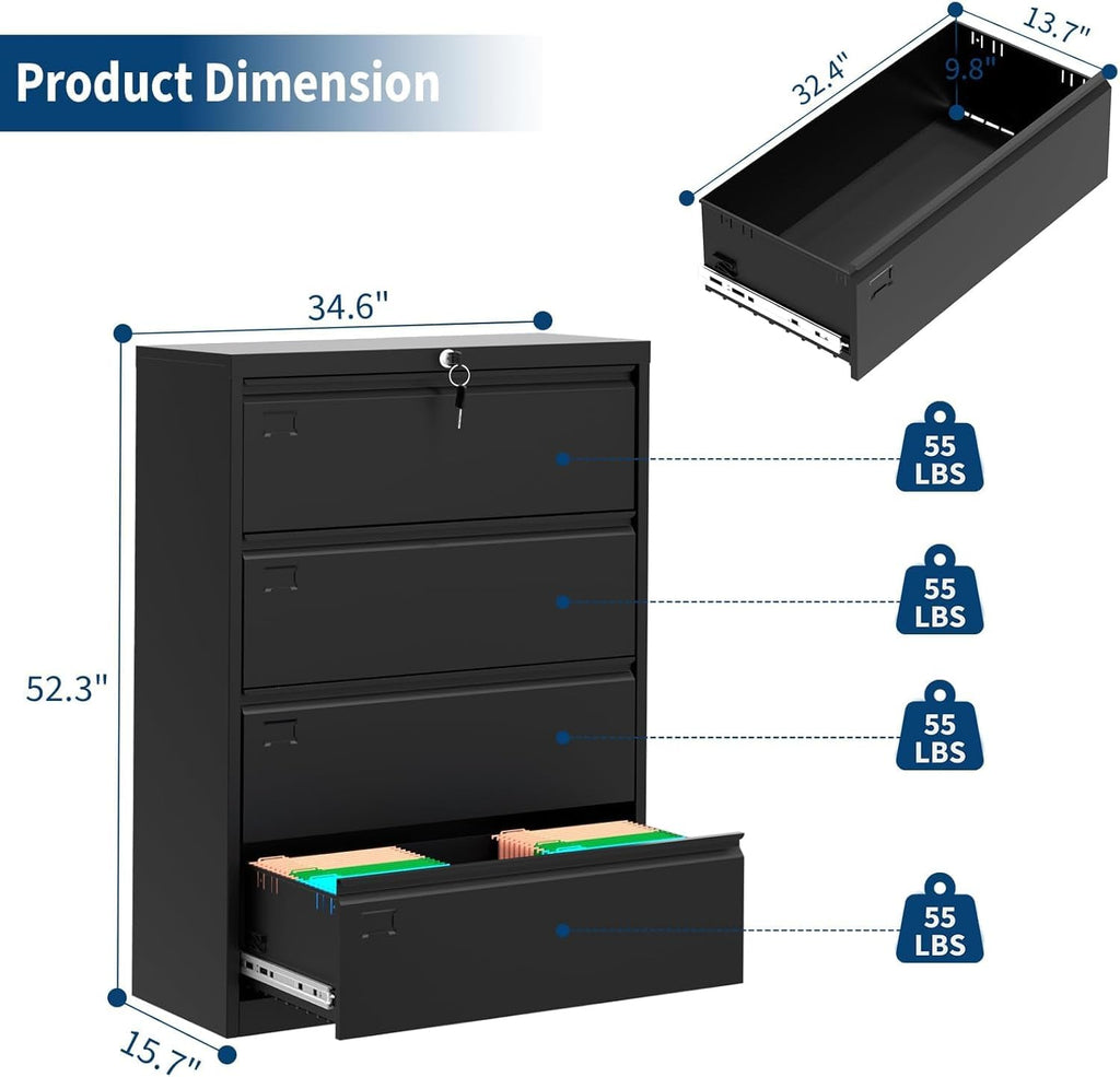 4 Drawer Metal File Cabinet with Lock C1544