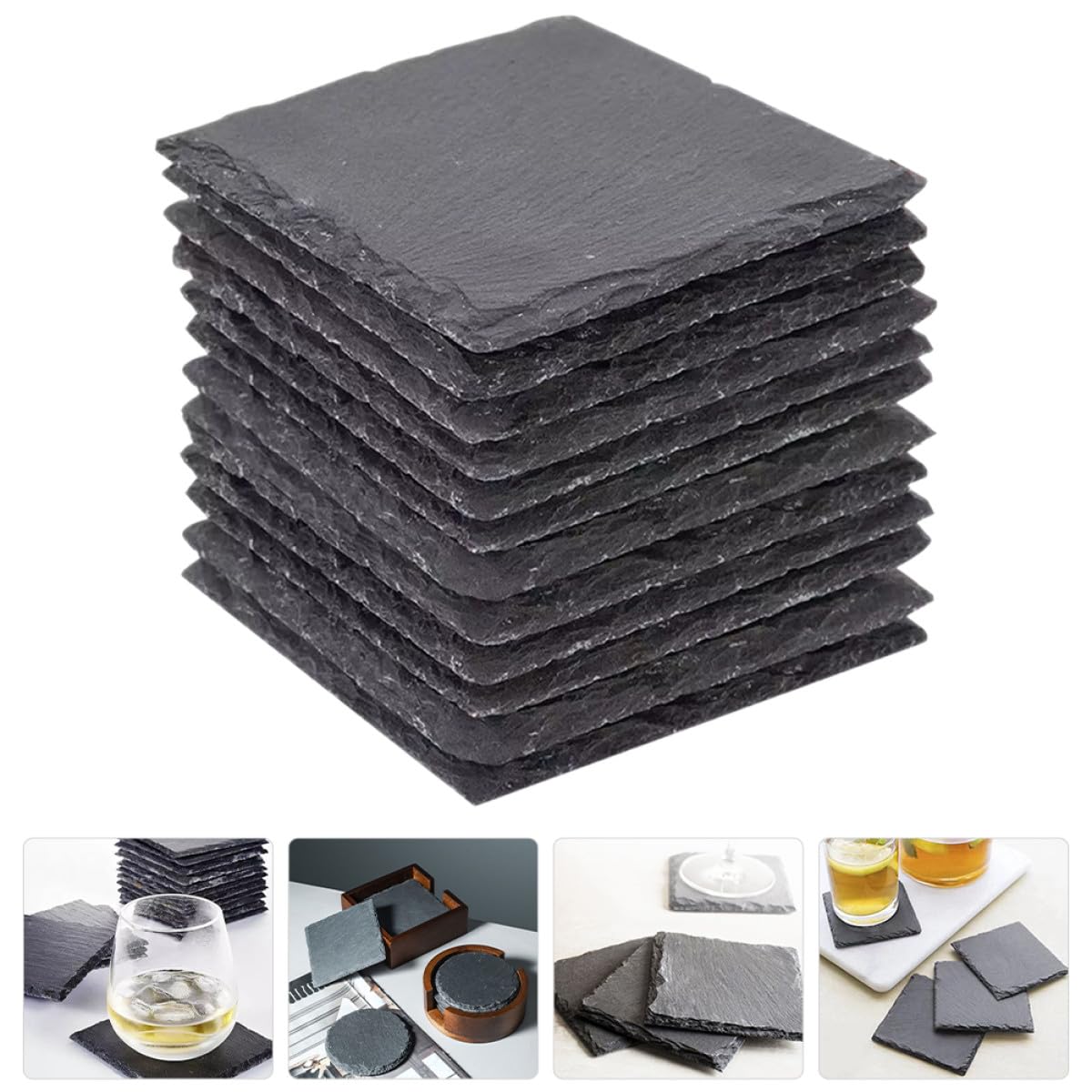 Natural Stone Drink Coasters 12 Pcs Square C1549