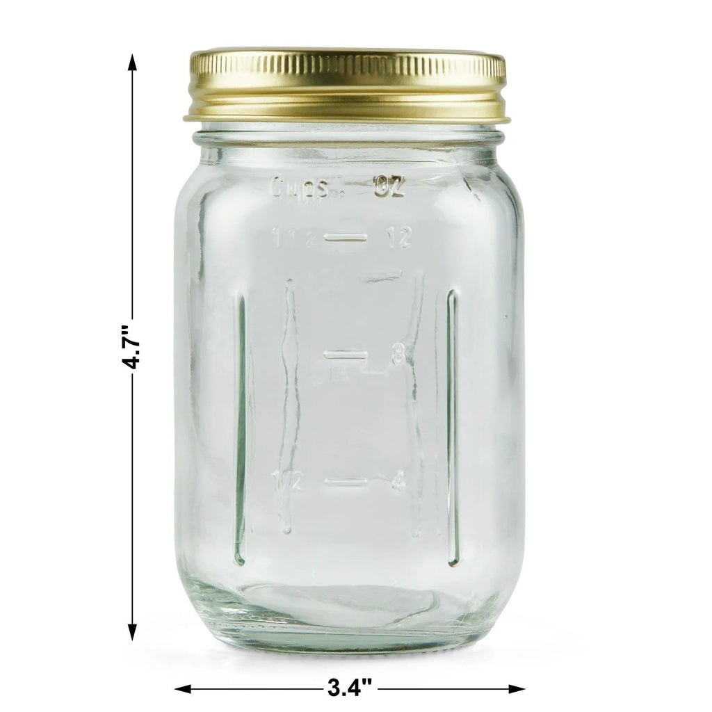 16 oz Regular Mouth Glass Canning Jars with Lids and Rings, 12-Pack M55124