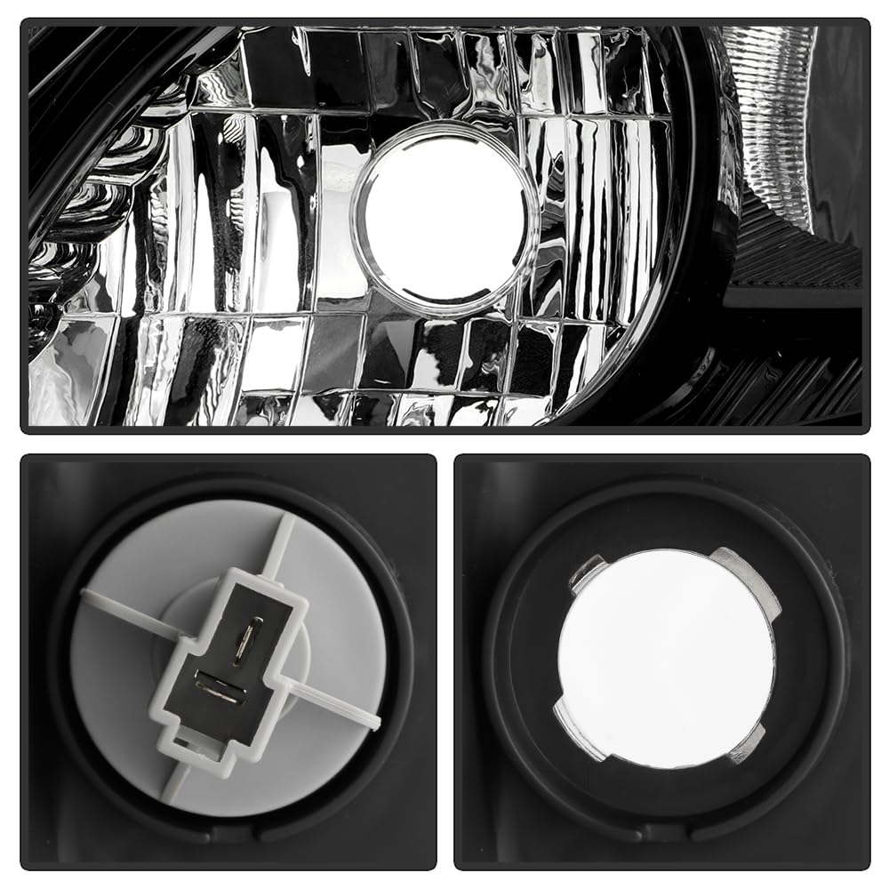 Black Housing Headlights Headlamps Pair Set K18140