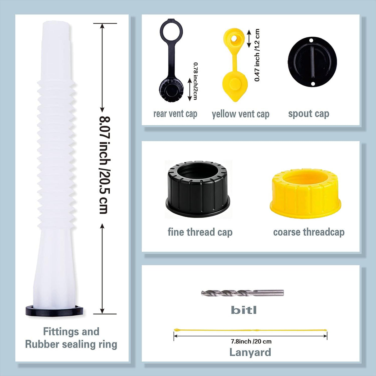 Gas Can Spouts with Vent Cap for 1 2 5 Gallon N538082