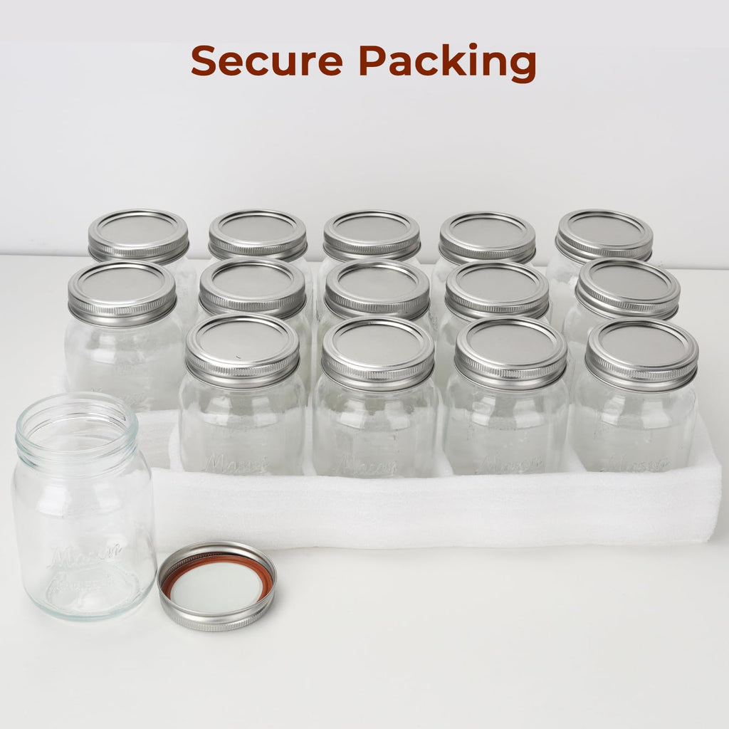 16oz 12 Pack Mason Jars with Airtight Lids E5345