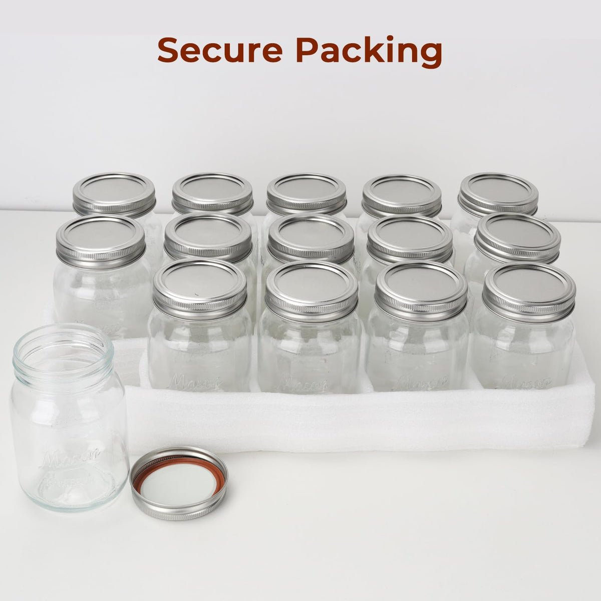 16oz 12 Pack Mason Jars with Airtight Lids E5345