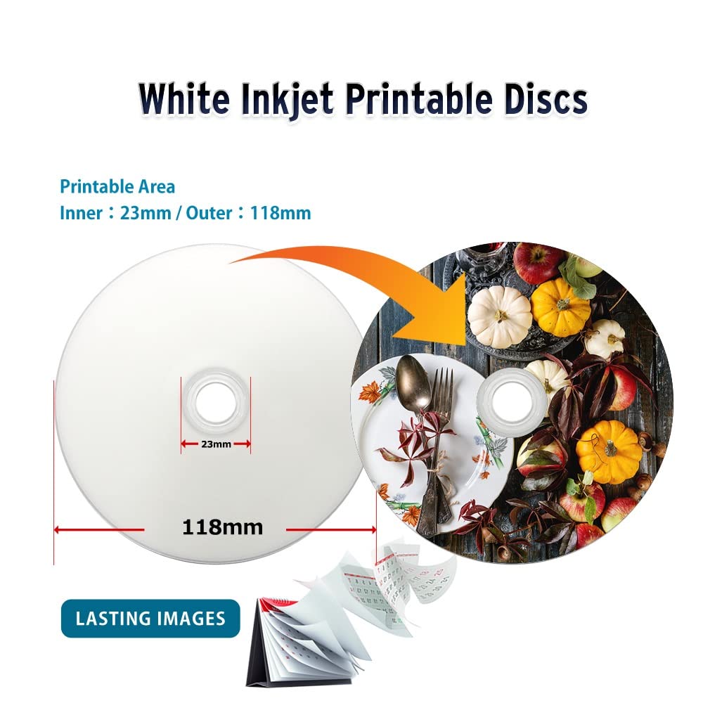 25GB White Inkjet Printable Blank Blu-ray Discs 50-Pack N581