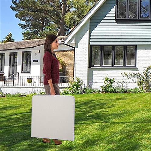 Aluminum Folding Table 4 Foot, Adjustable Height Lightweight Portable Camping Table for Picnic Beach Outdoor Indoor, White 120 x 60 x 70 4Ft J364193