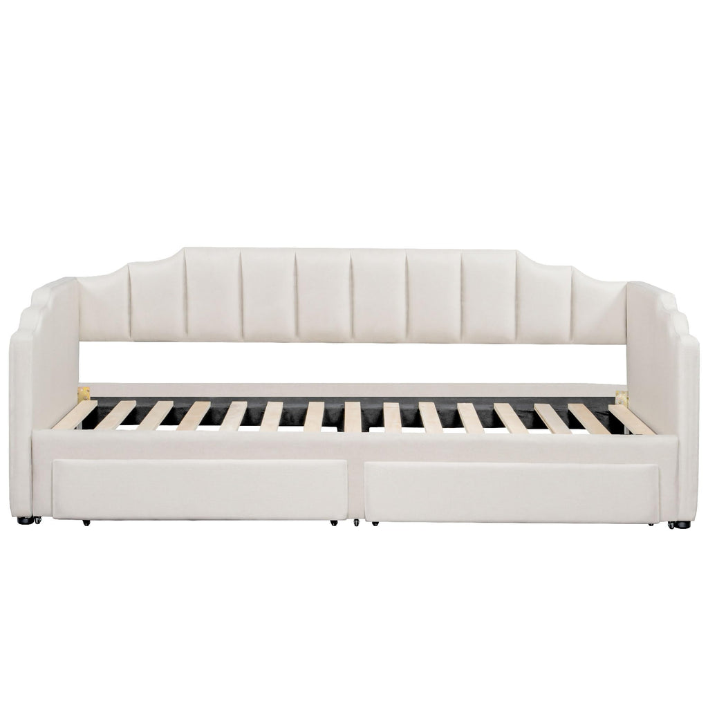 Twin XL Upholstered Daybed with Trundle and 2 Drawers J396953