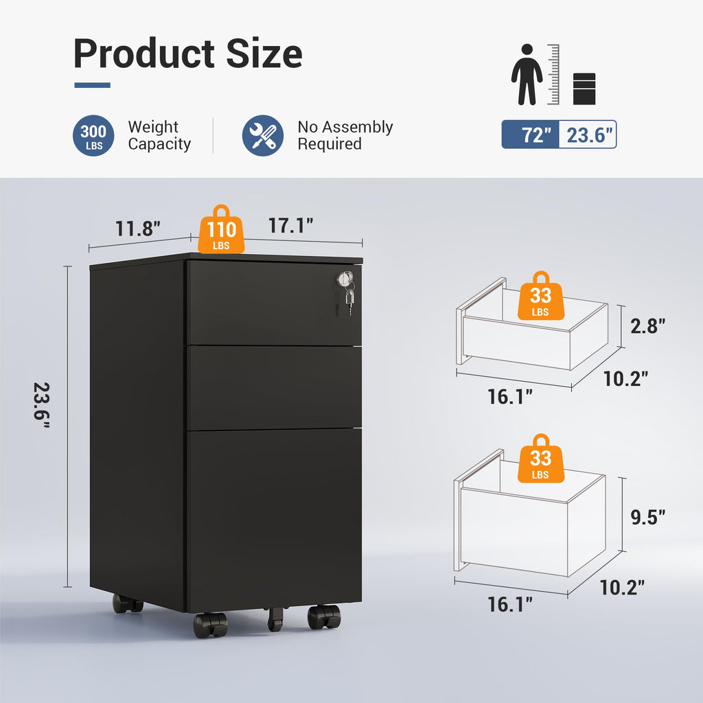 3 Drawer File Cabinet with Lock C5583