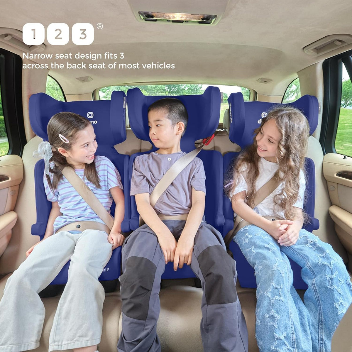 Blue Foldable High Back Booster Seat B6259