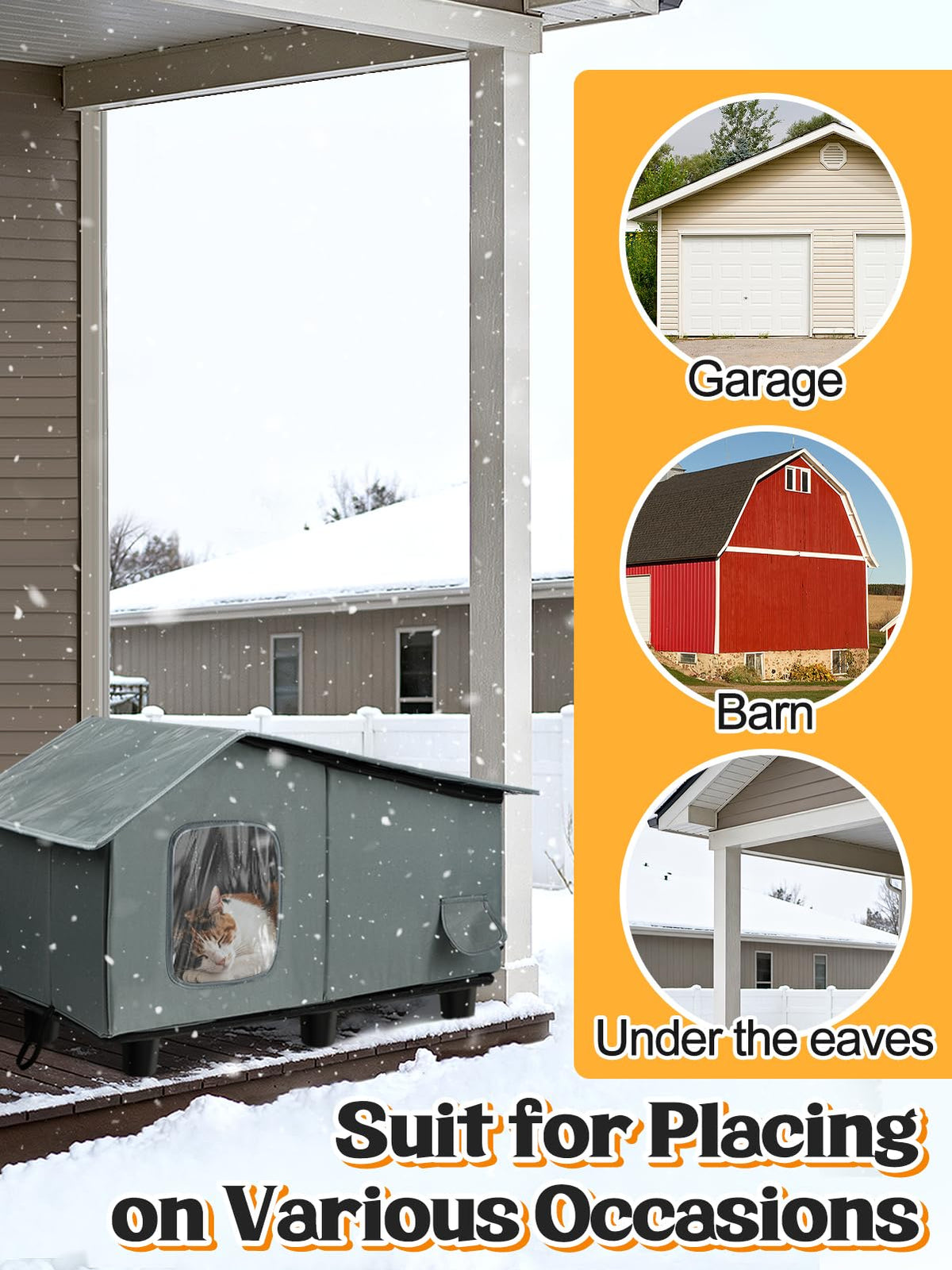 Heated Outdoor Cat House with Escape Door Z19667