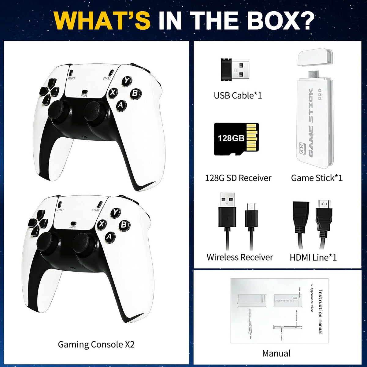 Retro Gaming Console Stick with Dual Wireless Controllers P456932
