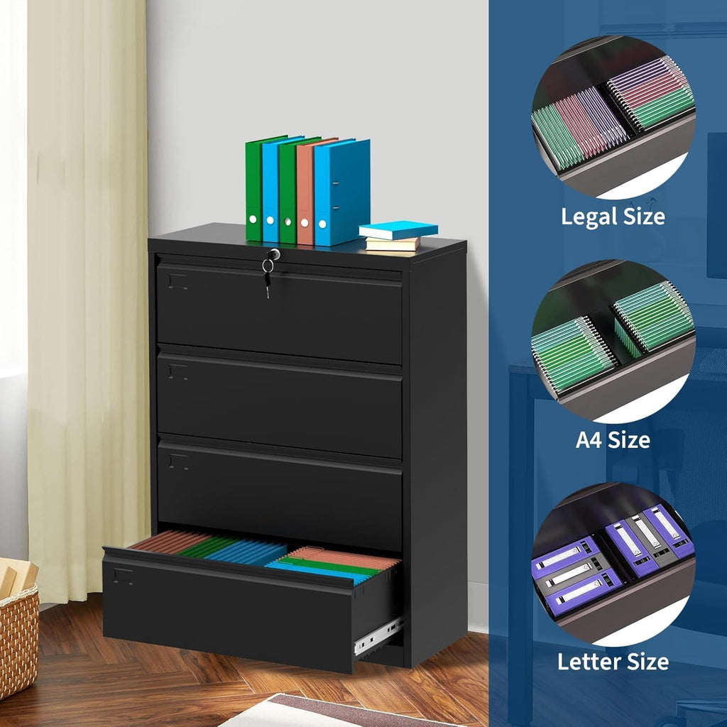 4 Drawer Metal File Cabinet with Lock C1544