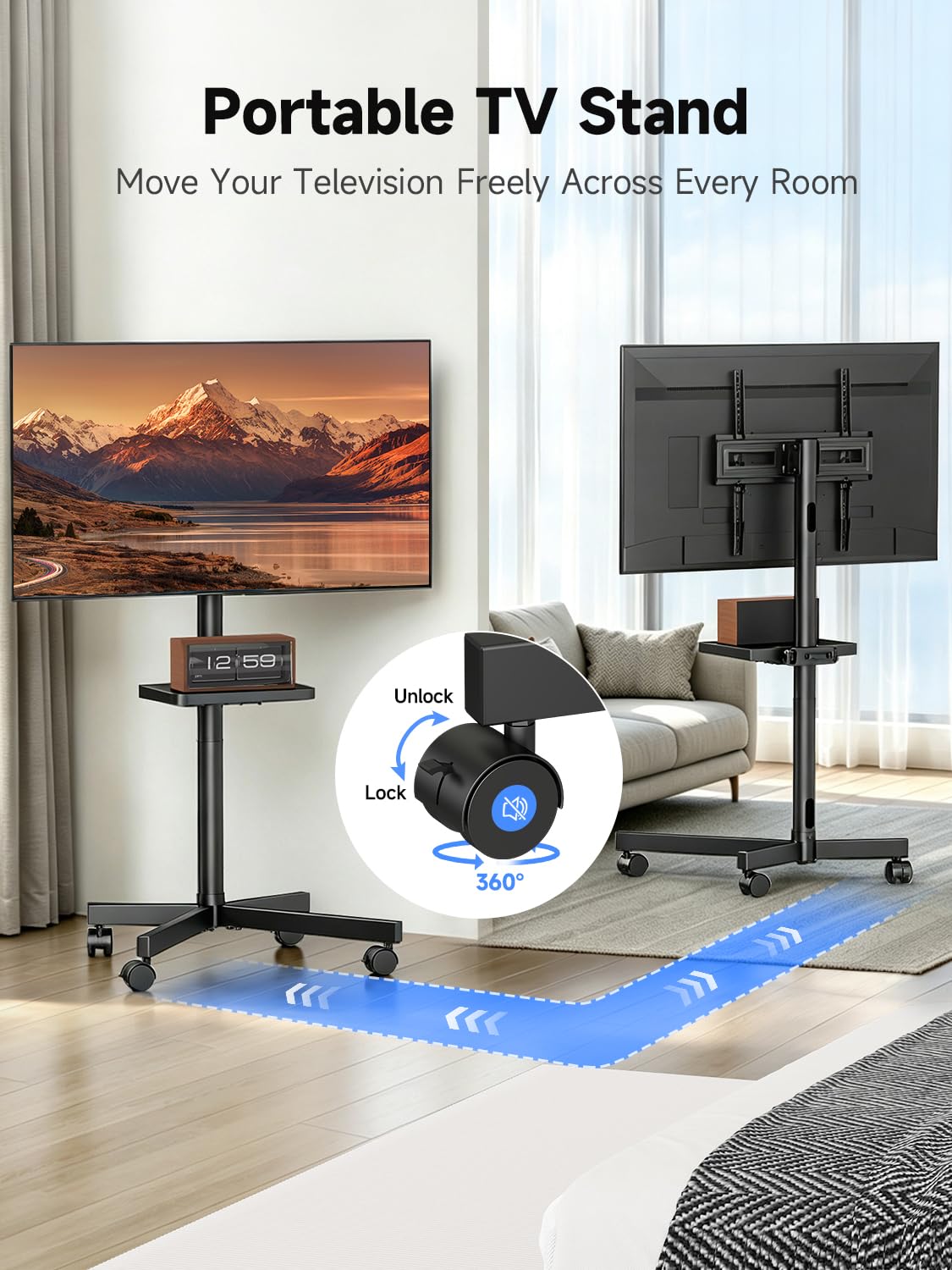 Height Adjustable Rolling TV Stand A90467