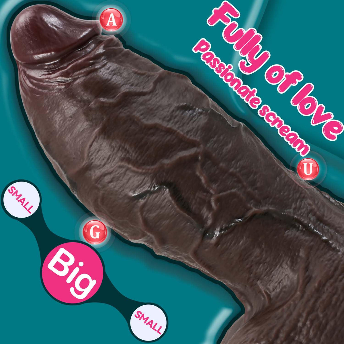9.4 Inch Girth Black Curved Dual Density Dildo with Suction Cup M964560