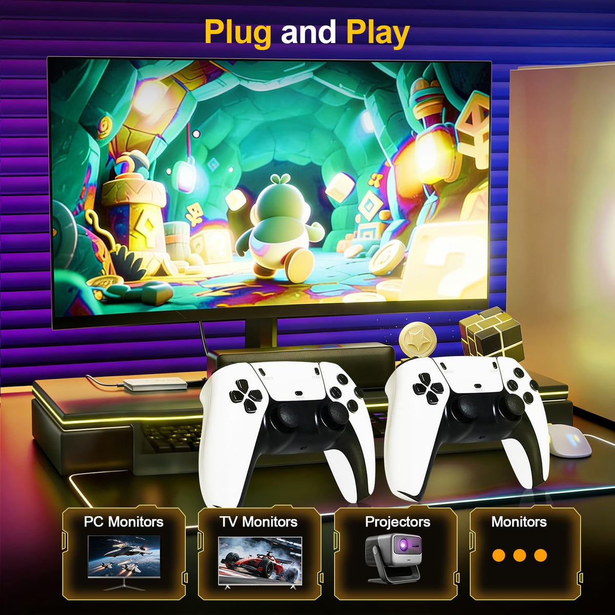 Retro Gaming Console Stick with Dual Wireless Controllers P456932
