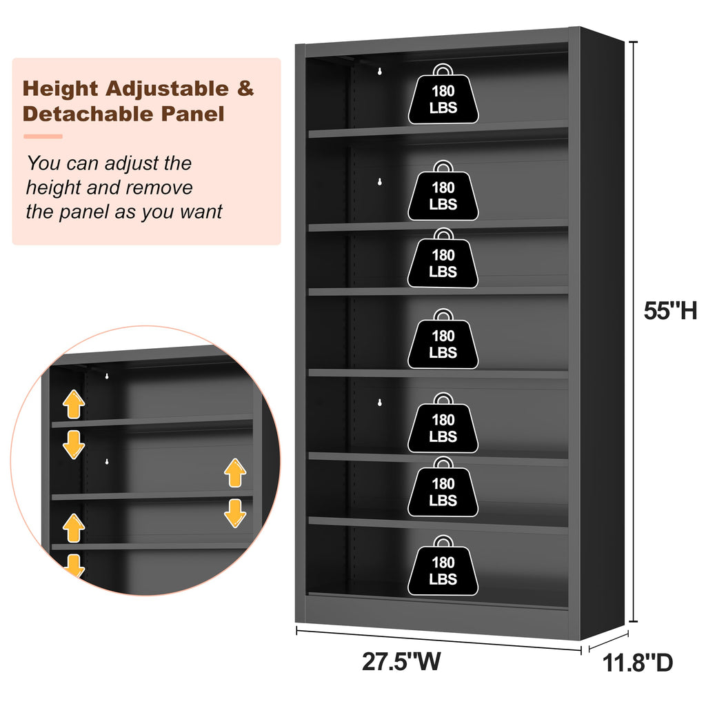 7 Tier Metal Media Storage Cabinet with Adjustable Shelves X65867