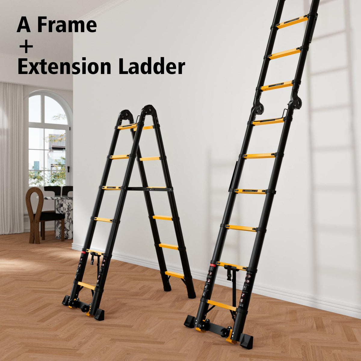 Telescoping Ladder 16.5 FT A Frame 330 lbs Capacity Yellow W270259
