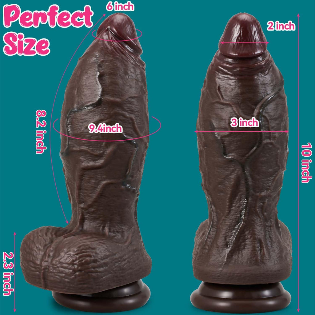 9.4 Inch Girth Black Curved Dual Density Dildo with Suction Cup M964560