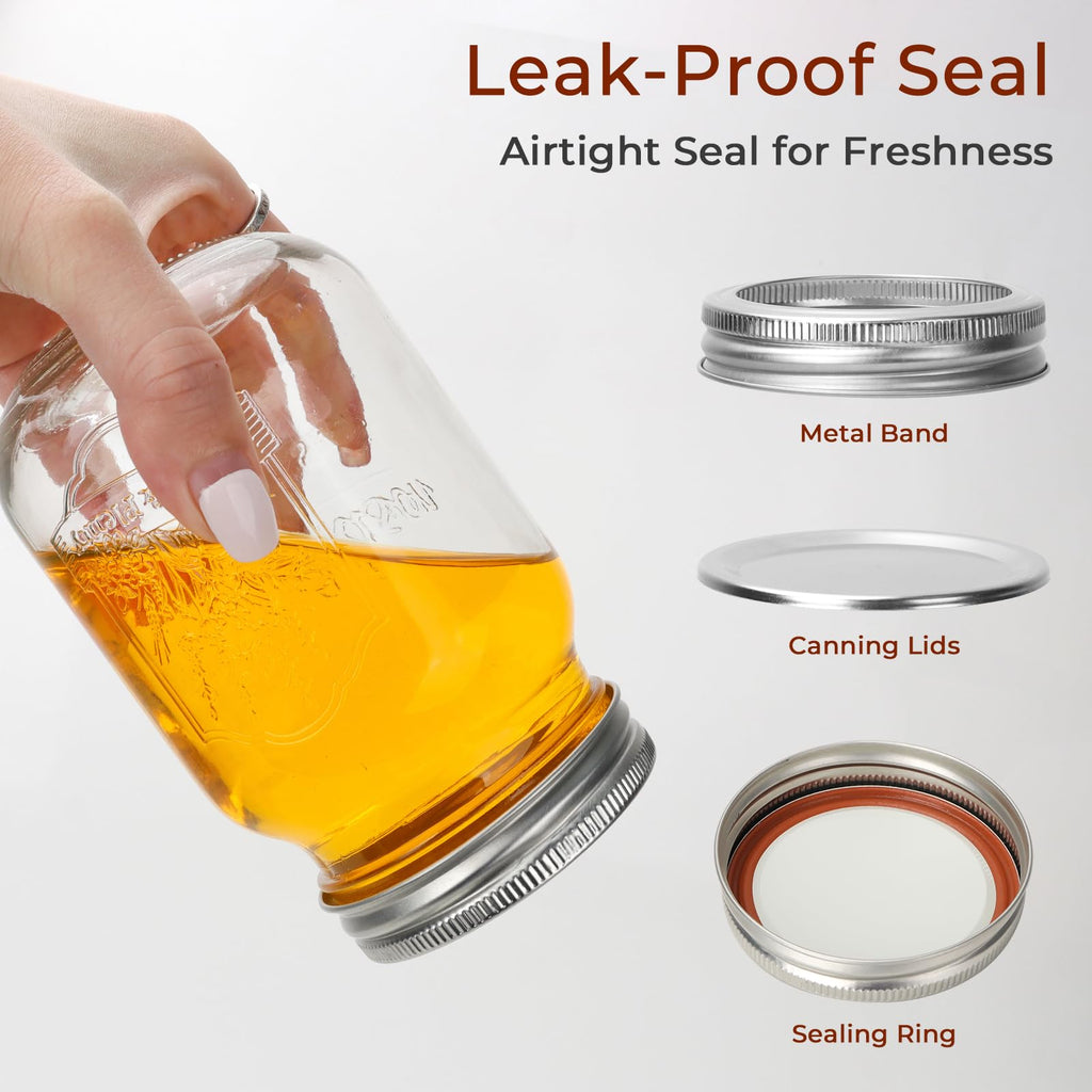 16oz 12 Pack Mason Jars with Airtight Lids E5345