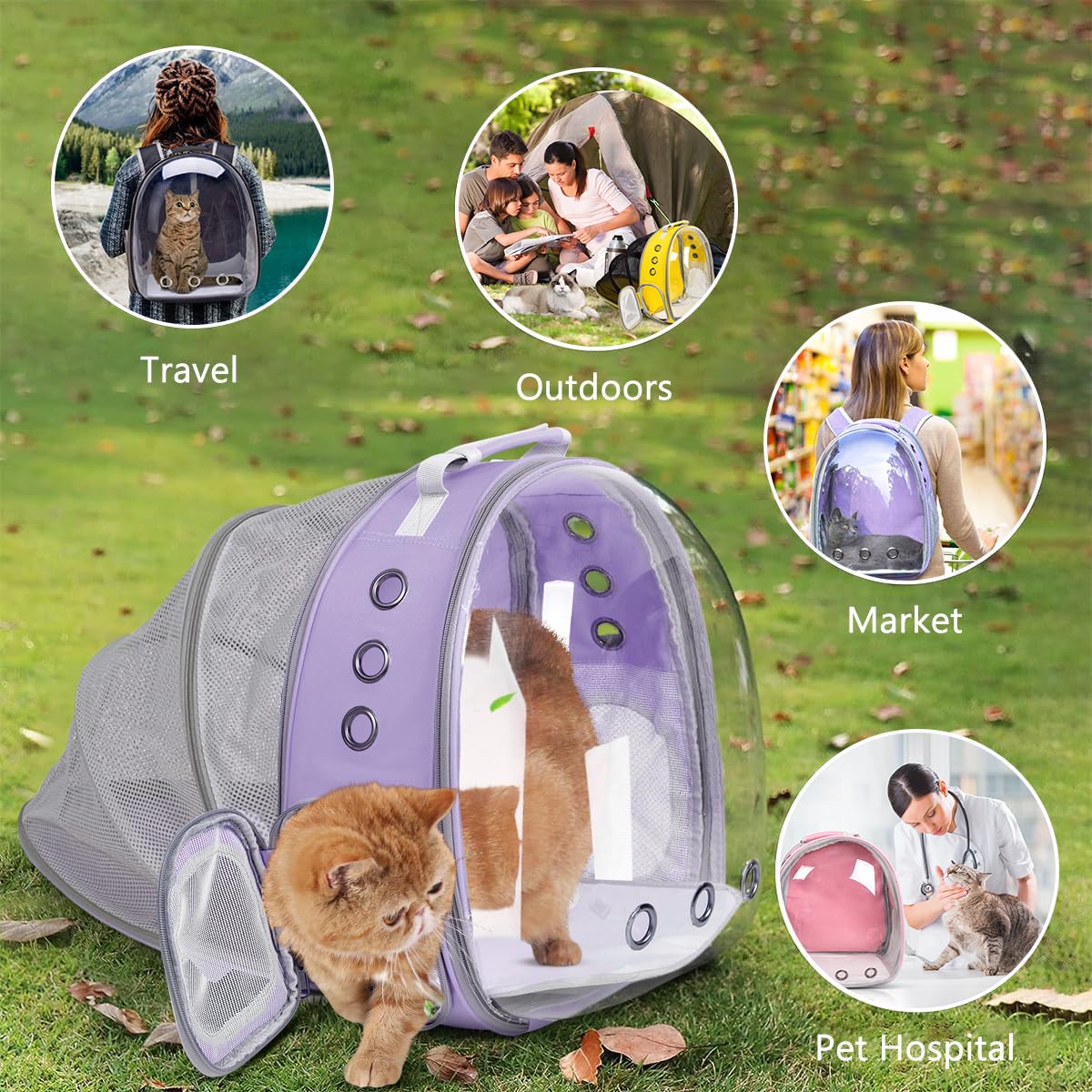 Expandable Cat Carrier Backpack with Bubble Window O483875