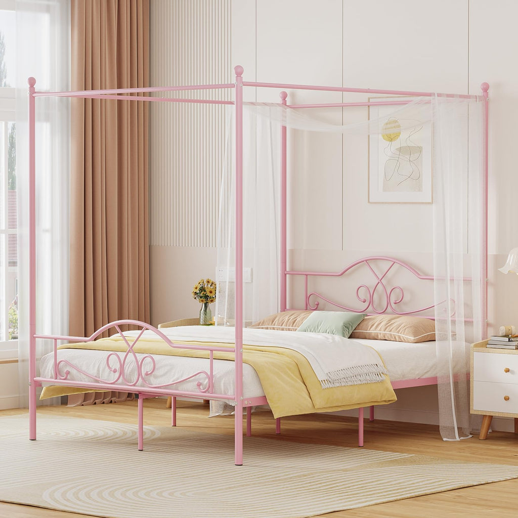 Full Size Canopy Bed Frame with 4 Posters K996