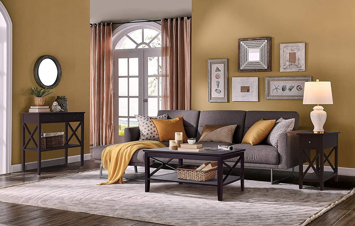 Espresso Wood Coffee Table with Storage 40 inches H3093