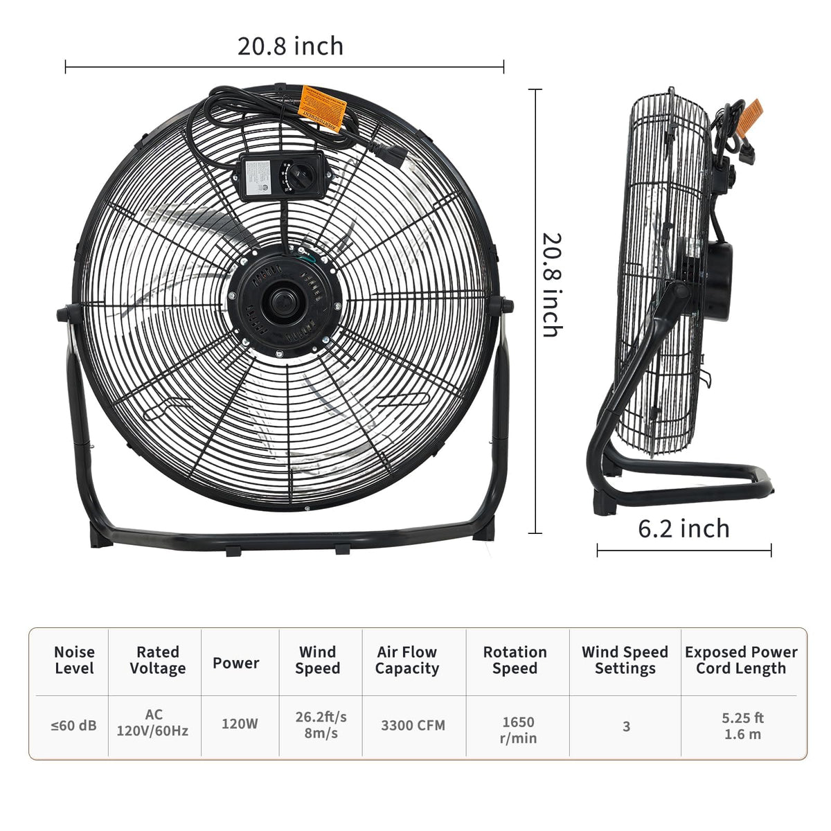 18 Inch 3 Speeds Metal Floor Fan J2228