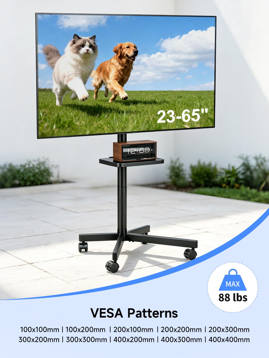 Height Adjustable Rolling TV Stand A90467