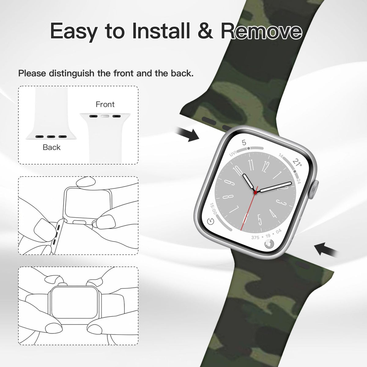 Camouflage Pattern Silicone Watch Strap L5731