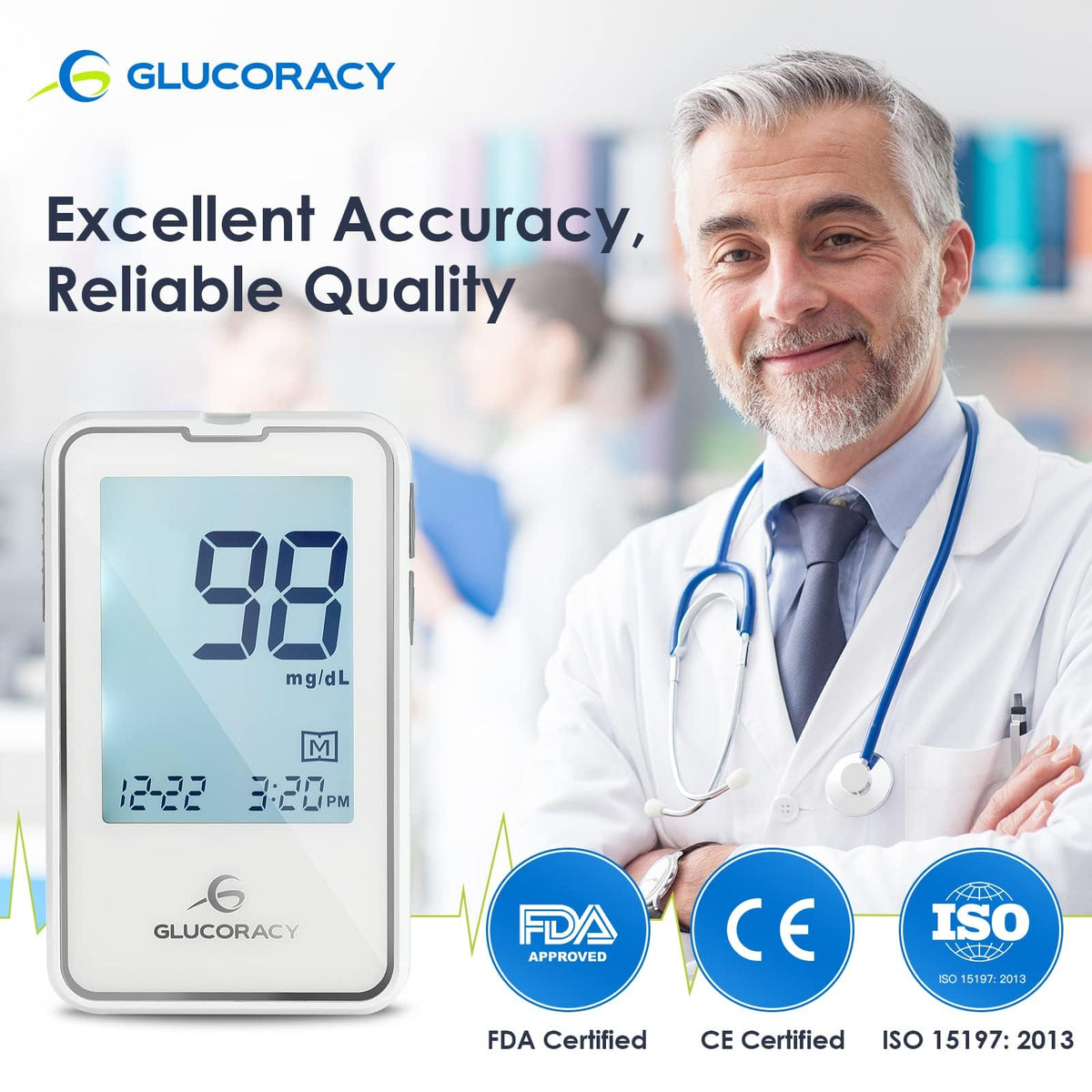 Blood Glucose Monitor Kit with 100 Test Strips D166