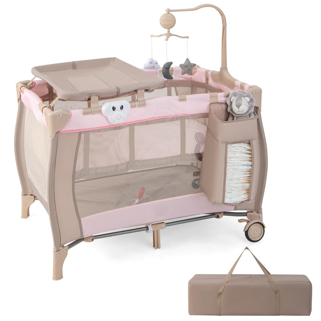3 in 1 Portable Baby Playard with Bassinet and Changing Table U6319